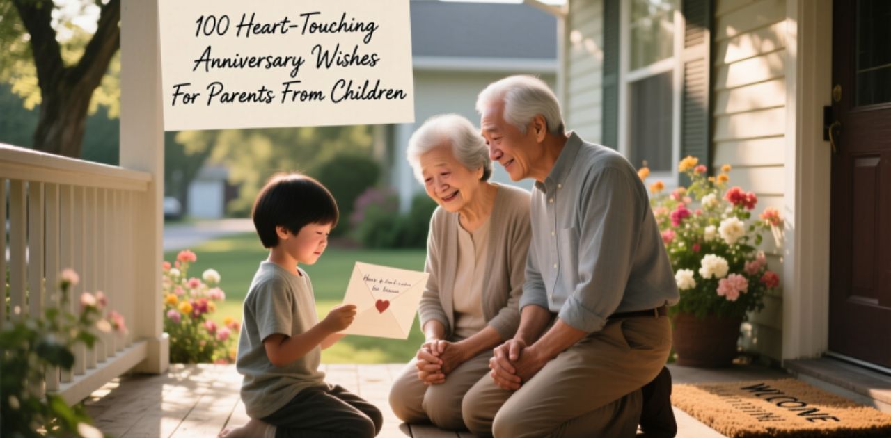 100 heart-touching anniversary wishes for parents from children, celebrating lifelong love, devotion, and cherished family memories.