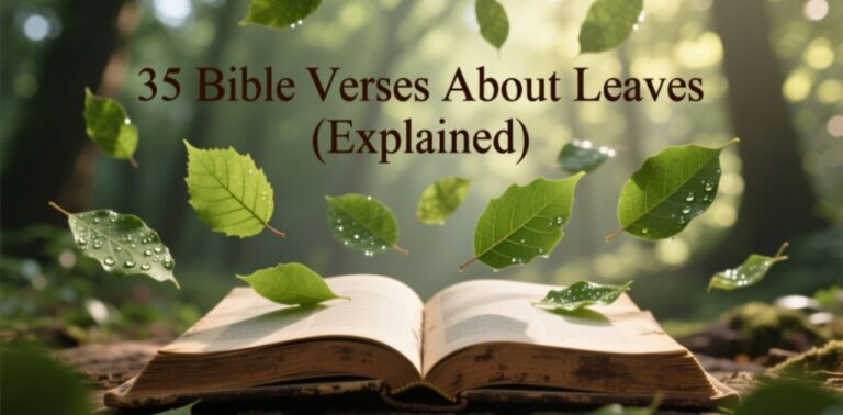 Illustration of green leaves on a tree symbolizing life, healing, and spiritual growth, reflecting 35 Bible Verses About Leaves.