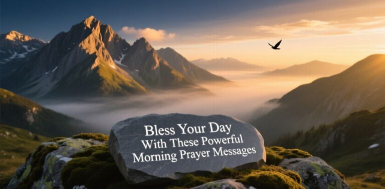 A peaceful morning image with Powerful Morning Prayer Messages to bless your day, inspire faith, uplift your heart, and bring divine guidance.