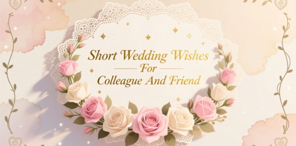 Short wedding wishes for colleague and friend to celebrate marriage, love, and a joyful new beginning.