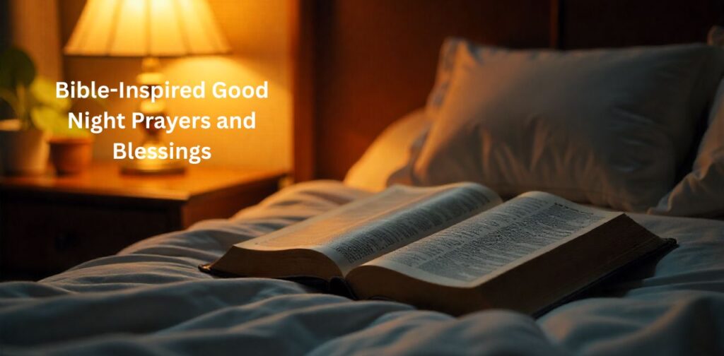 Faith-Filled Good Night Messages inspired by the Bible, sharing prayers, blessings, peace, and divine protection for restful sleep.