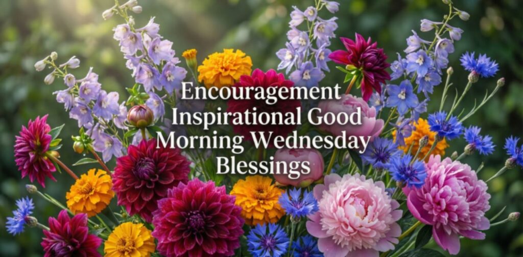 Encouragement Inspirational Good Morning Wednesday Blessings image with uplifting vibes, positive energy, and motivational messages to start the day.