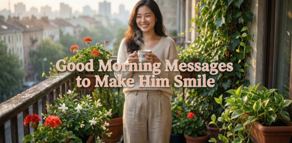 Send Good Morning Messages to Make Him Smile and brighten his day with happiness and blessings.