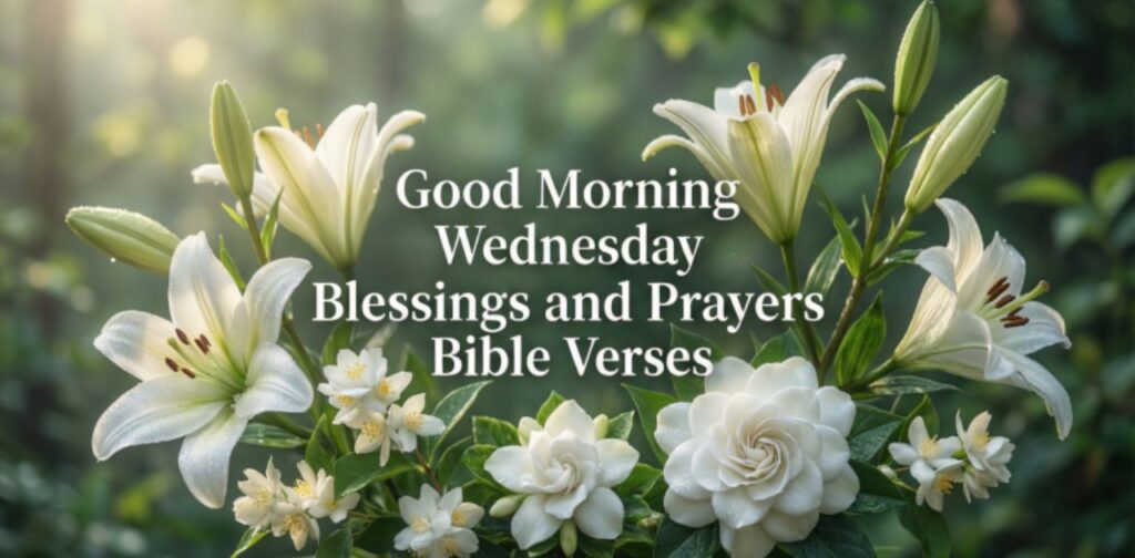 Good Morning Wednesday Blessings and Prayers Bible Verses image with uplifting scripture, positive morning vibes, and spiritual encouragement for the day.