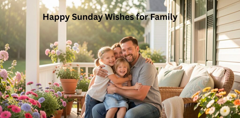 Sunday Morning Wishes and Happy Sunday Wishes for Family sharing a Happy Sunday Beautiful Message filled with love, blessings, and togetherness.