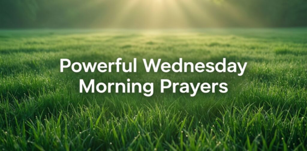 Powerful Wednesday Morning Prayers with peaceful sunrise and spiritual blessings, inspiring faith, hope, and positive energy for the day.