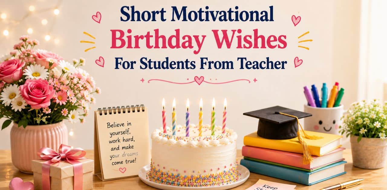 Short Motivational Birthday Wishes For Students From Teacher with inspiring messages to encourage young learners on their special day.