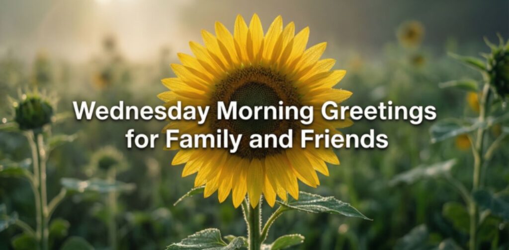 Wednesday Morning Greetings for Family and Friends with cheerful vibes, positive wishes, and warm messages to start the day happily.
