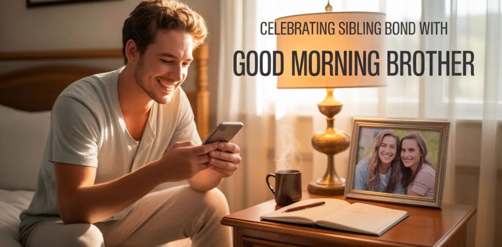 Siblings sharing a happy morning moment, celebrating their bond with loving and heartfelt Good morning brother messages.
