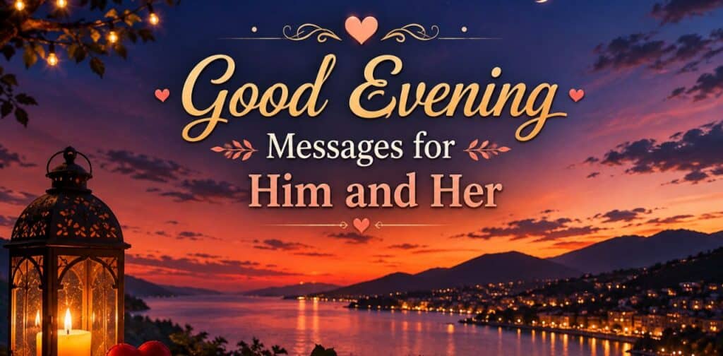 Good Evening Messages to My Love for him and her with sweet and thoughtful evening wishes.