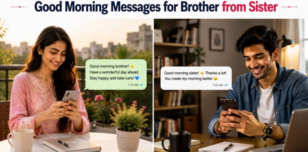 Good Morning Brother Messages from sister with sweet wishes and sibling love.