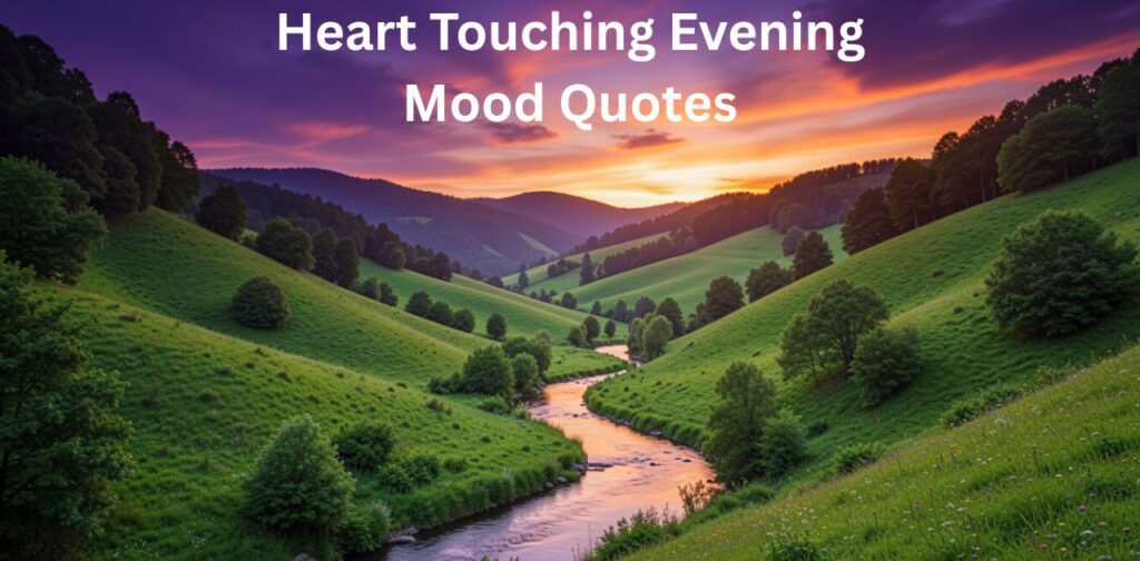 Heart touching Evening Mood Quotes with emotional sunset background.