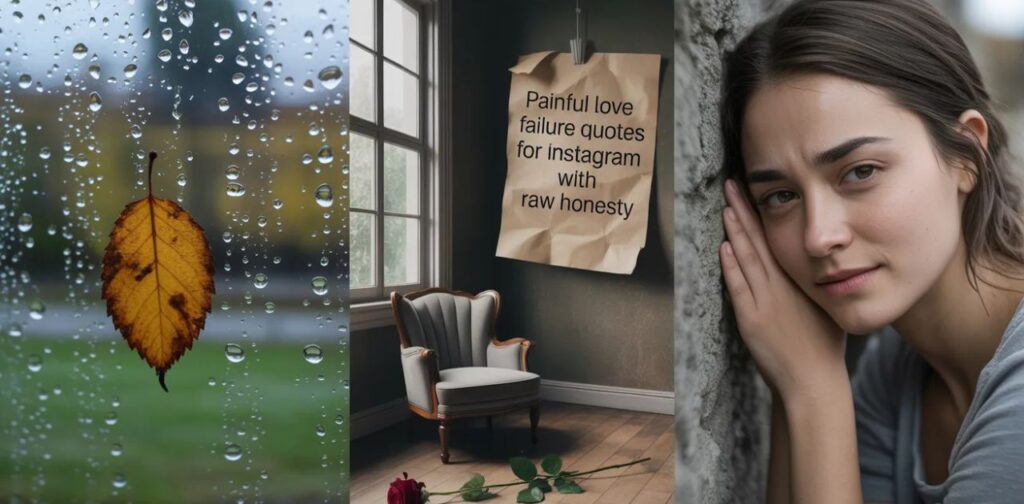 pain love failure quotes for Instagram with raw honesty, deep heartbreak captions and emotional love failure quotes for broken hearts.