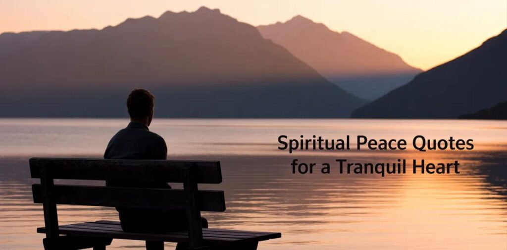 Peaceful sunrise meditation scene representing peaceful mind quotes and spiritual peace for a tranquil heart, inner stillness, serenity, and emotional balance.