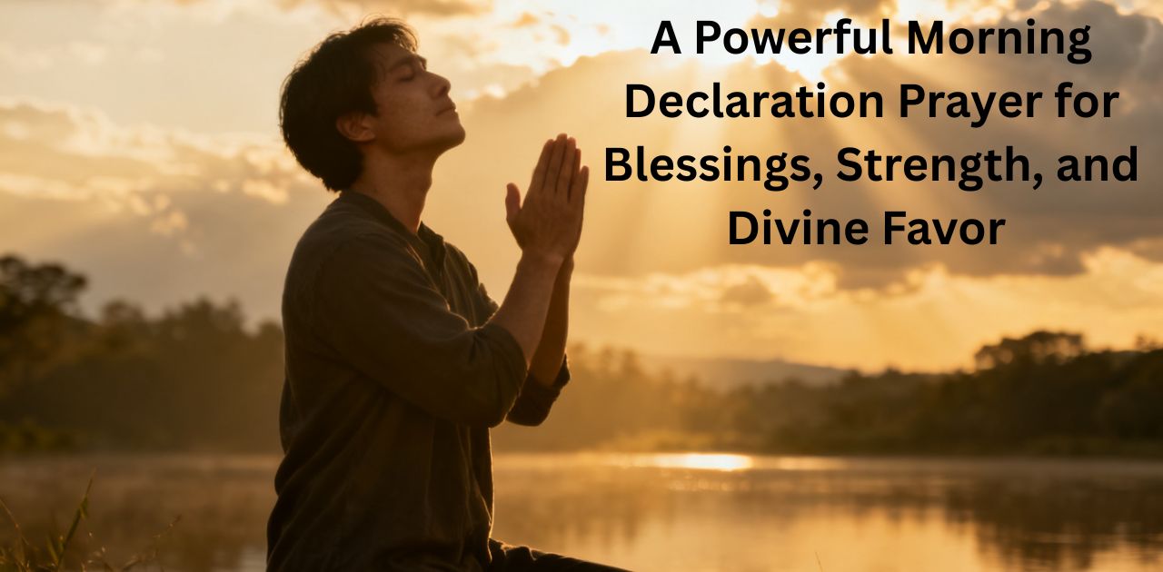 A Powerful Morning Declaration Prayer for Blessings, Strength, and Divine Favor showing a peaceful spiritual morning moment focused on faith, prayer, and divine guidance.