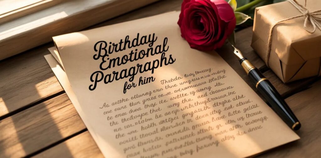 Birthday emotional paragraphs for him with emotional paragraphs for him, heartfelt birthday love messages, and deep emotional words to celebrate love, care, and emotional connection.