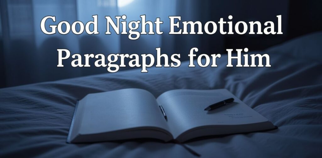Good night emotional paragraphs for him with emotional paragraphs for him, night emotional messages for him, and heart touching goodnight love words to express care, peace, and emotional connection.