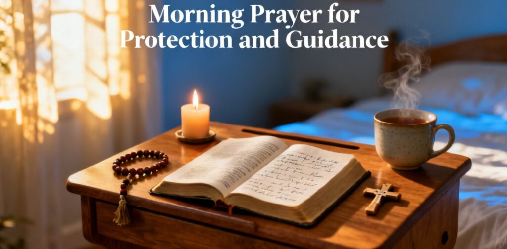 Morning Prayer for Protection and Guidance with faith-based declarations asking God for safety, direction, and divine covering throughout the day.