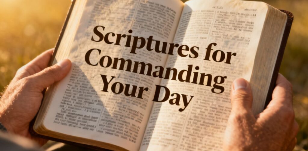 Scriptures for Commanding Your Day with Bible-based morning verses used for faith, guidance, protection, and spiritual strength throughout the day.