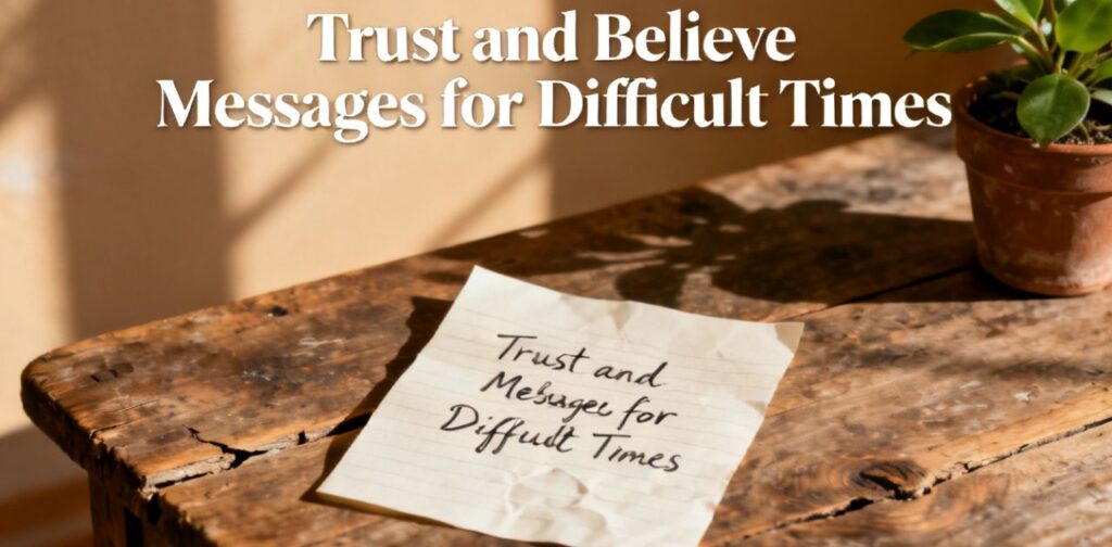 Trust and Believe Messages for Difficult Times offering emotional reassurance, healing broken trust, and relationship support.