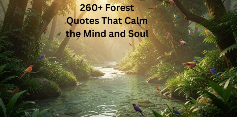 Forest quotes showing calm green trees and peaceful nature scenes, inspiring 260+ forest quotes that calm the mind and soul