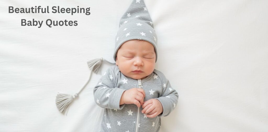 Beautiful sleeping baby quotes showing baby innocence, peaceful slumber, emotional bonding, and heartfelt parenting memories.