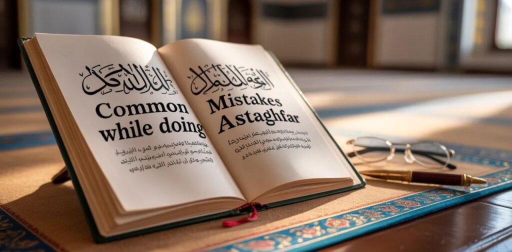Common Mistakes While Doing Astaghfar in Astaghfar dua for forgiveness, showing errors in seeking forgiveness and proper repentance in Islam.