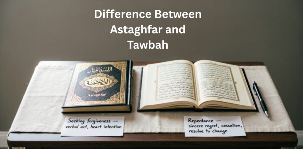 Difference Between Astaghfar and Tawbah showing Astaghfar dua for forgiveness, repentance, and seeking Allah’s mercy in Islam.