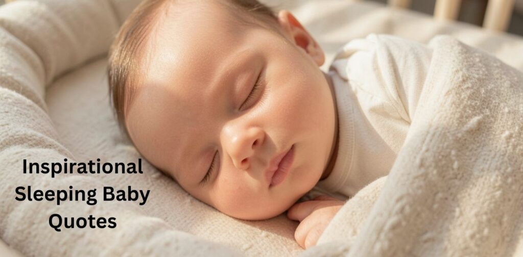 Inspirational sleeping baby quotes reflecting baby innocence, peaceful slumber, and emotional parenting journey moments of love.