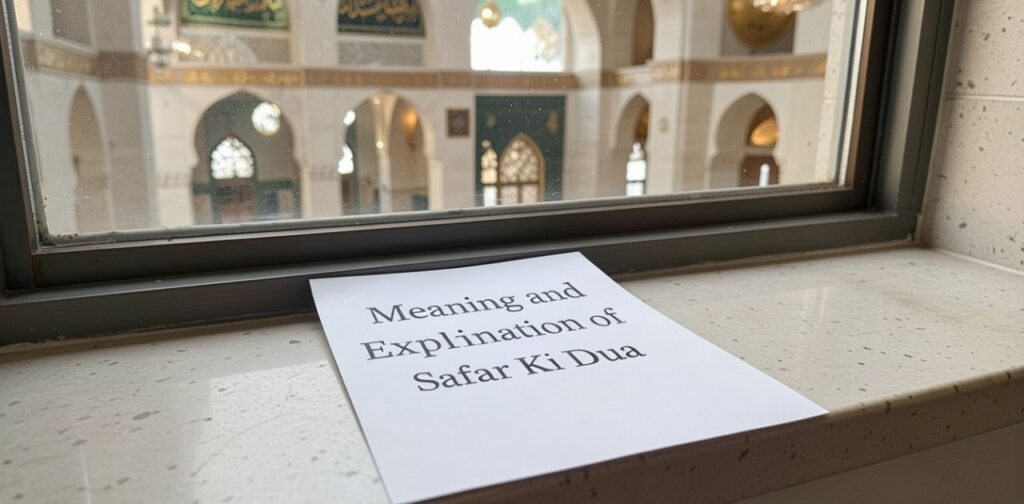 Meaning and explanation of Safar ki dua for safe journey, protection, peace, and trust in Allah during travel.