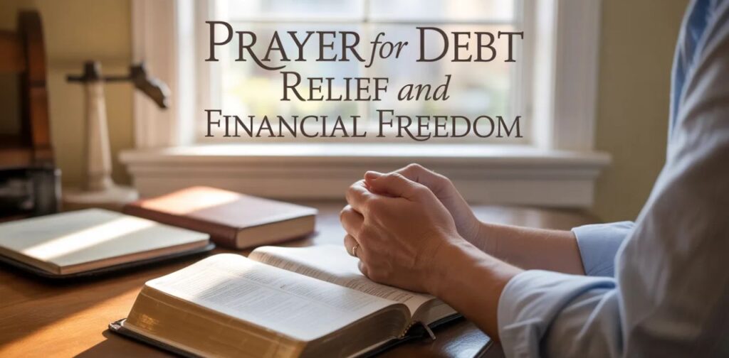 Prayer for debt relief and financial freedom bringing peace, financial stability, hope, and abundance in life.
