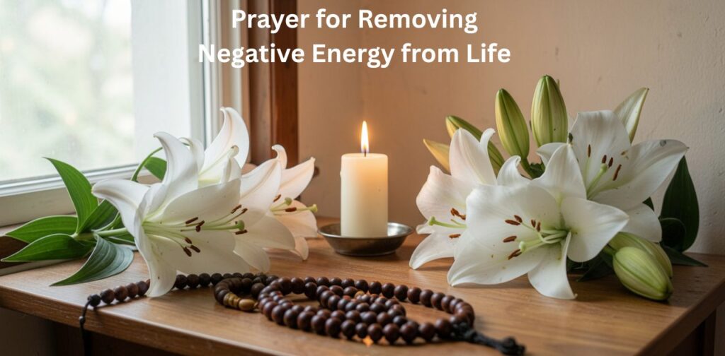 Prayer for removing negative energy from life with prayer for good luck, peace, positivity, and spiritual healing.