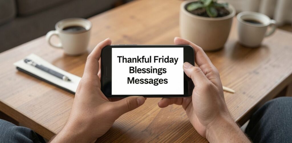 Thankful Friday blessings messages expressing gratitude, peace, hope, and spiritual joy for a positive and blessed weekend mindset.