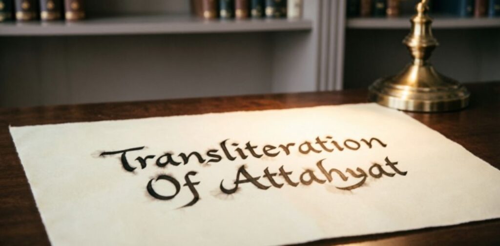 Attahiyat dua transliteration for easy pronunciation, Salah recitation, and understanding Tashahhud in prayer.