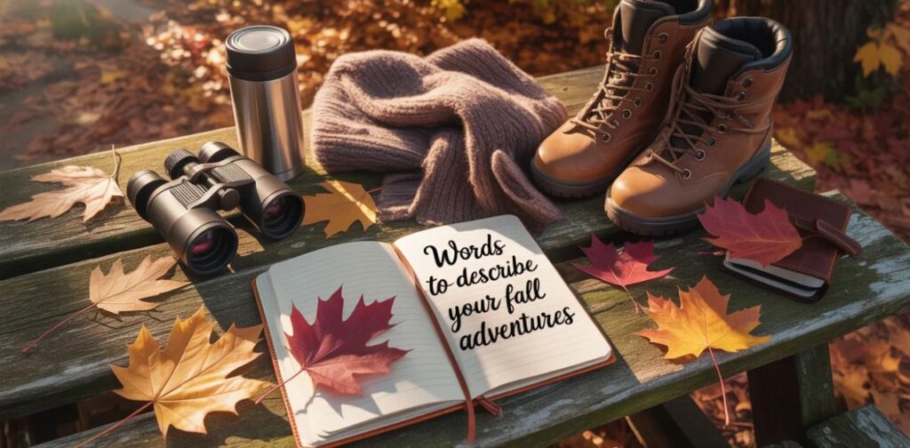 Words to Describe Your Fall Adventures featuring fall words and seasonal writing words for outdoor autumn experiences.