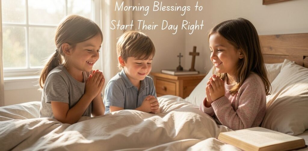 Christian blessings quotes for children: morning blessings to start their day right with faith, joy, gratitude, and positivity.
