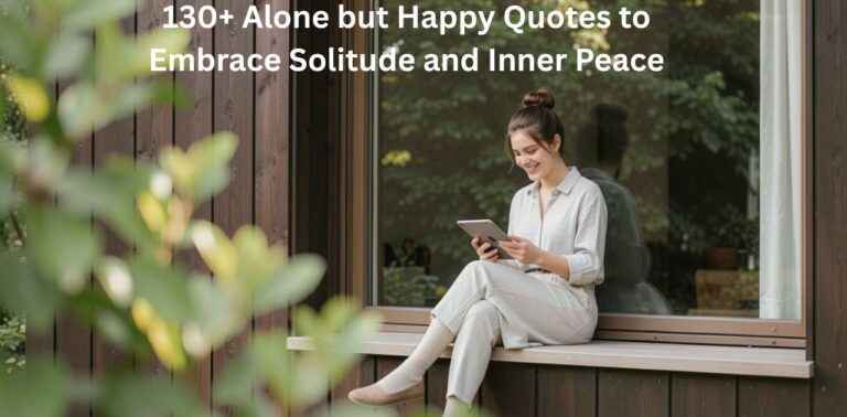 130+ Alone but Happy Quotes to Embrace Solitude and Inner Peace with peaceful nature background inspiring self-love and happiness.