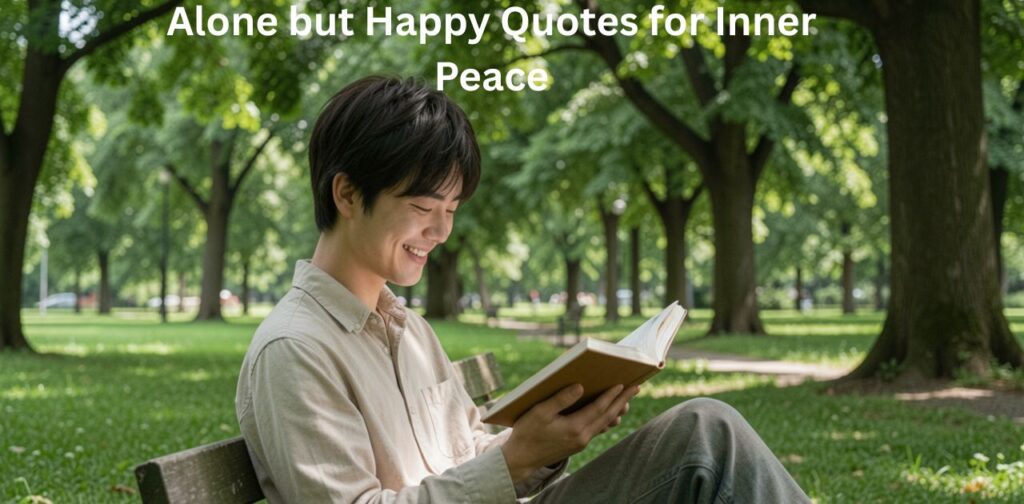 Alone but Happy Quotes for Inner Peace featuring a calm sunrise and peaceful scenery promoting solitude and relaxation.