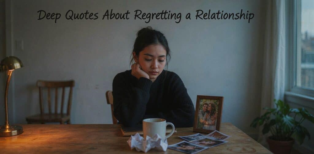 Deep quotes about regretting a relationship, heartbreak, emotional pain, and lost love.