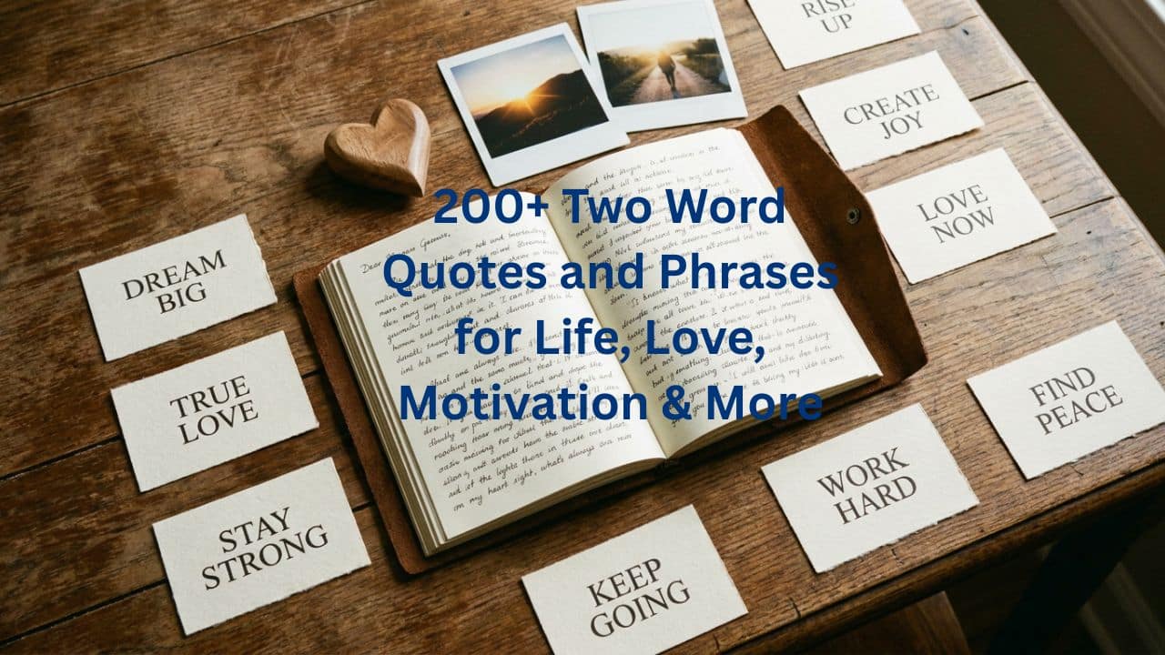 200+ Two Word Quotes and phrases for life, love, motivation, and everyday inspiration.