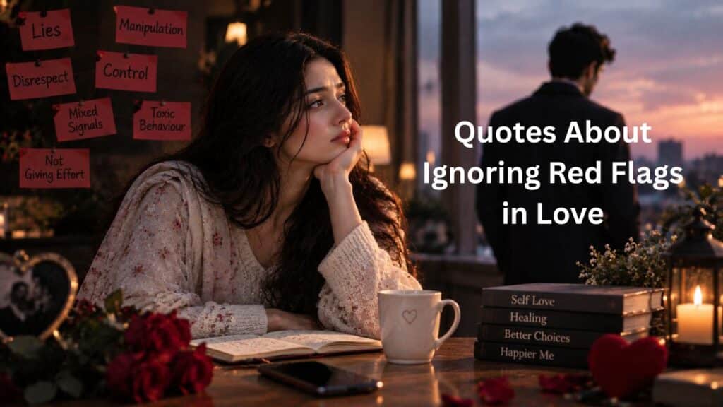 Quotes about ignoring red flags in love and recognizing unhealthy relationships.